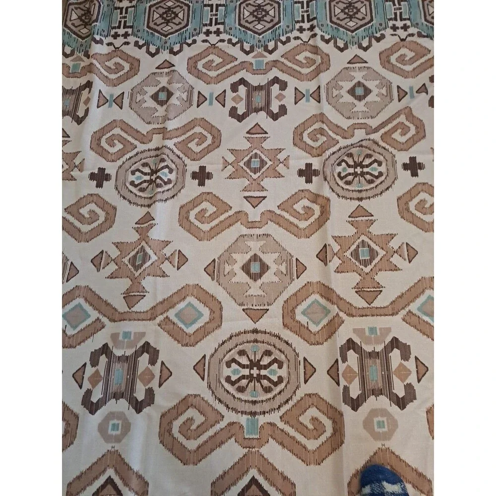Southwest Fabric Shower Curtain Beige Turquoise Blue Better Homes & Gardens Boho